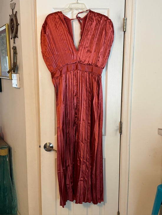 Ercol Dresses & Skirts - Ercol Burnt Orange Pleated Satin Maxi Dress